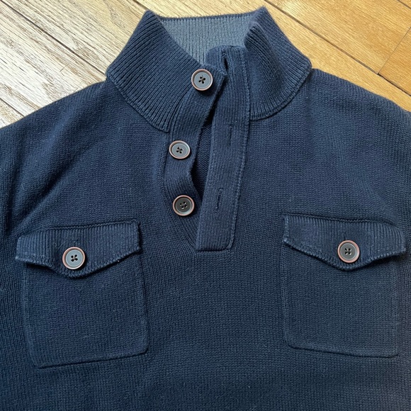Men’s Banana Republic Quarter-Button Navy Pullover Sweater - Picture 6 of 8